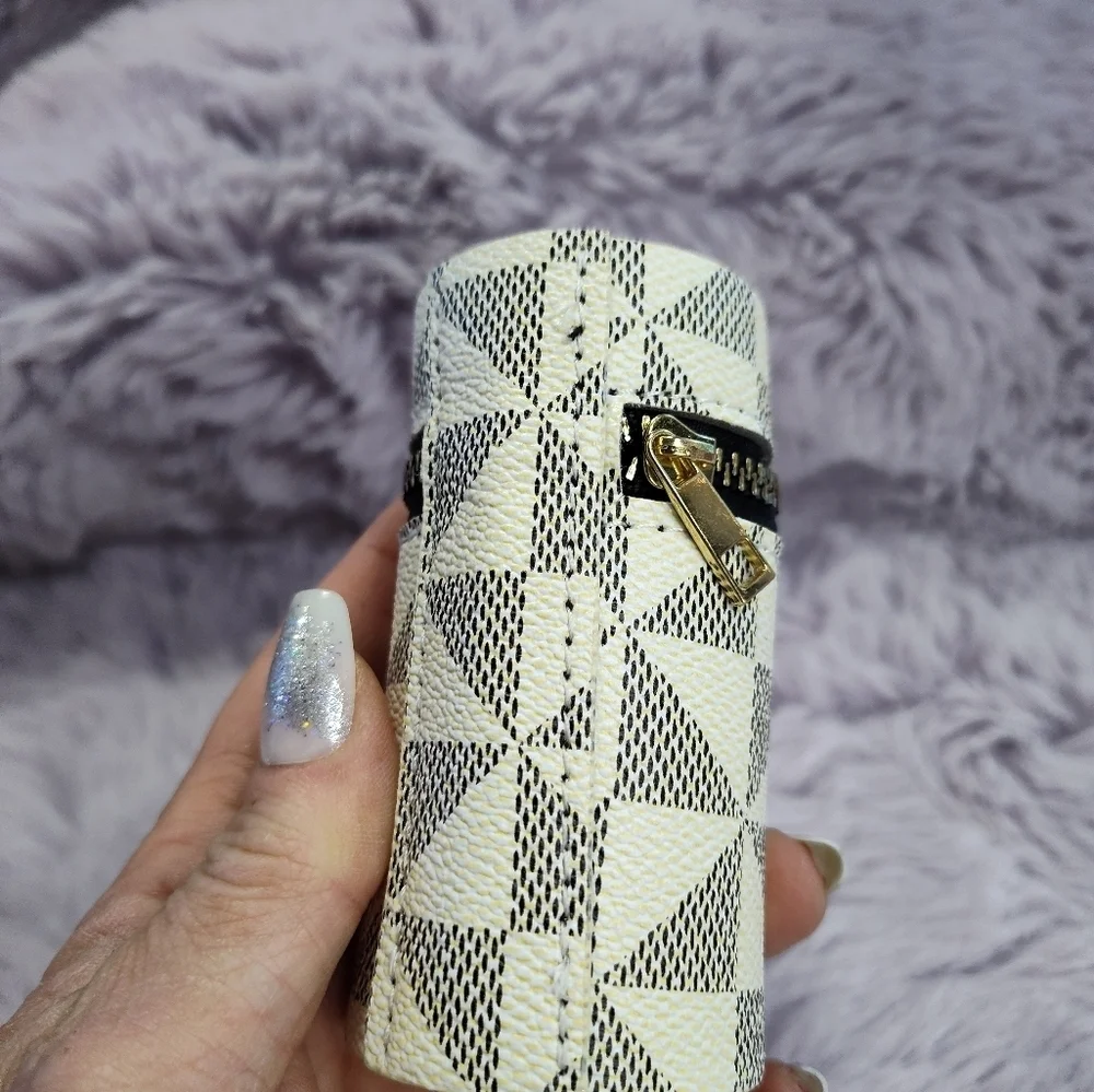 Lancini Mini Faux Leather Keychain Keyfob Lipstick Holder
